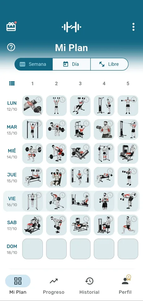 myRoutine app screen: My Plan · Week